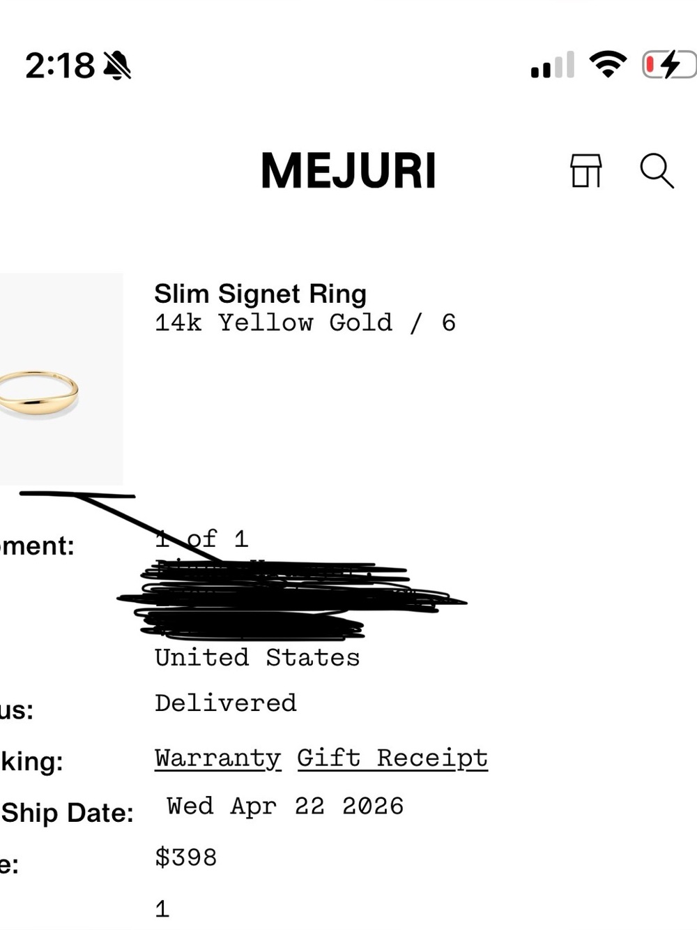 Mejuri Slim Signet 14K Gold Ring - Picture 9 of 9